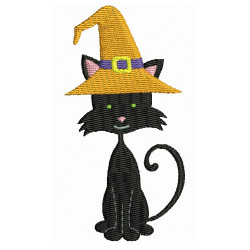 Stickmuster - Halloween Katze Hut